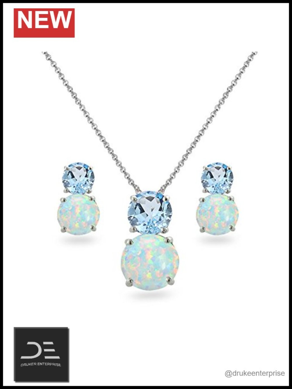 Sterling Silver Opal & Topaz Jewelry Set for Women